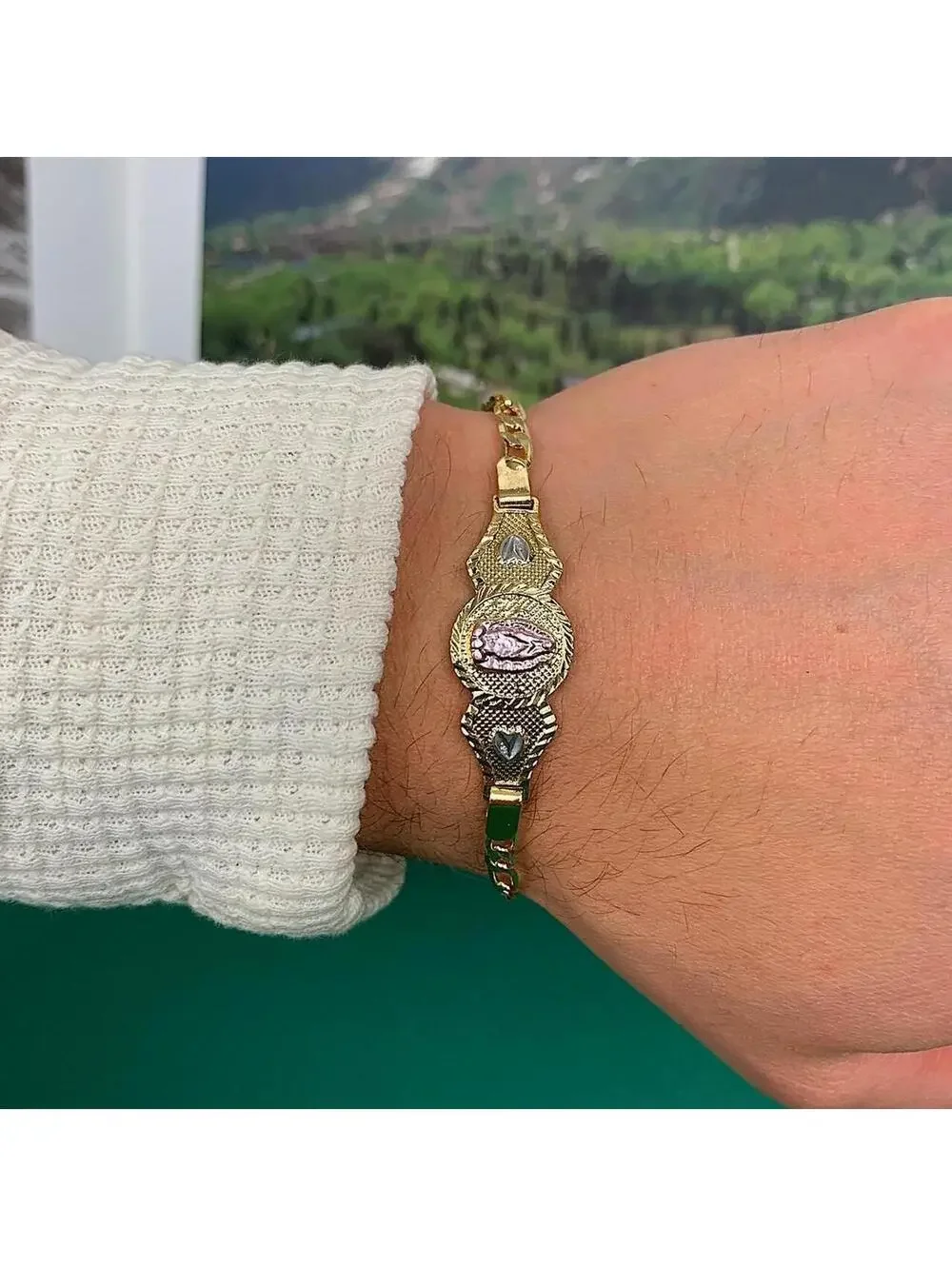 Vintage Y2K Pink Gold Stainless Steel Steel Bracelet